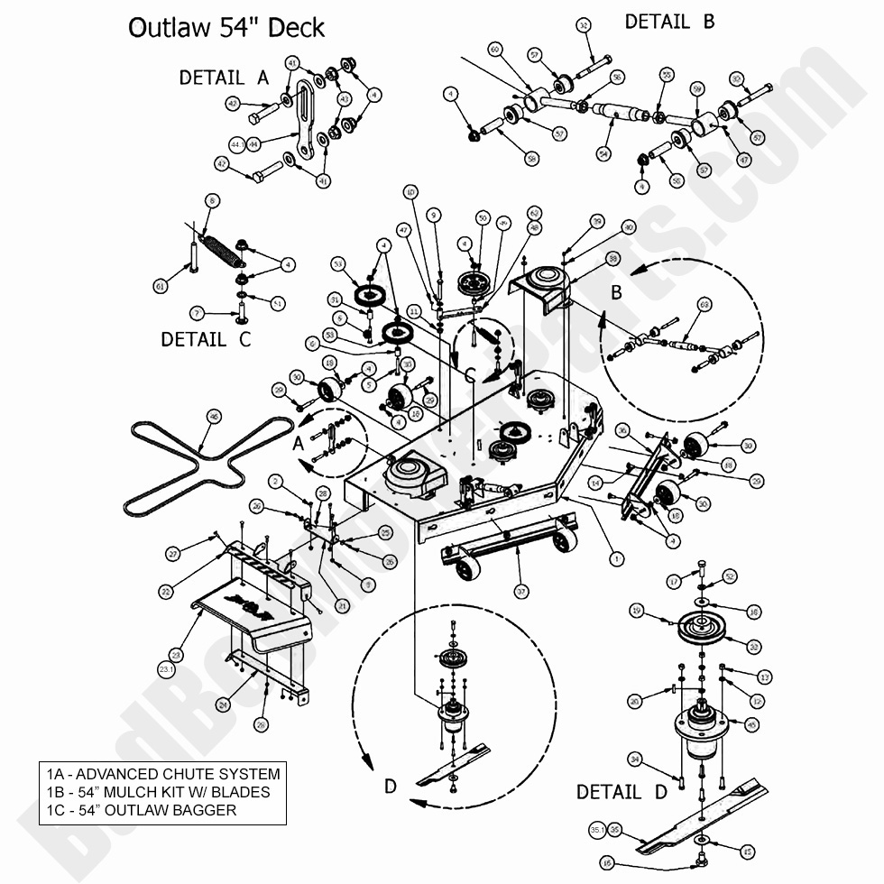 1614 - Bad Boy Mower Parts Lookup > 2017 > Outlaw & Outlaw Extreme > 54\" Deck Assembly